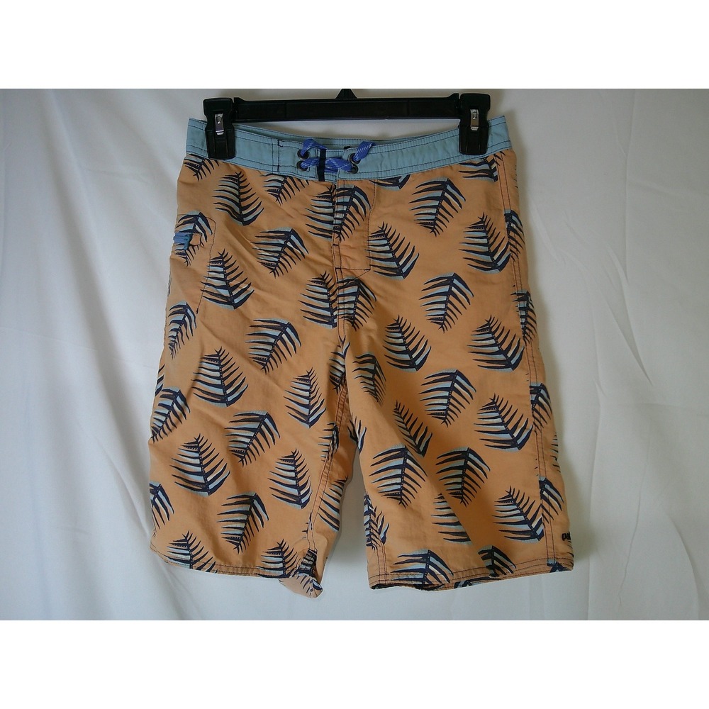 Vintage Patagonia Palm Leaf Swim Trunks Board Shorts Orange Blue Youth Size 14